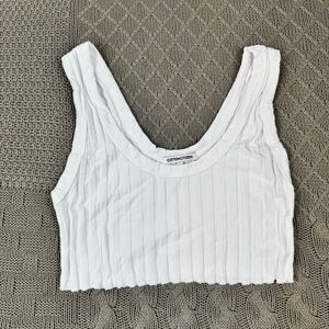 Cotton Citizen White Ribbed Women's Capri Crop Top Tank ~ Small ~ USA Made